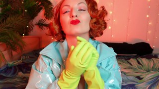 green gloves - household latex gloves fetish - ASMR video free fetish clip