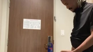 Jacking off in hotel room while working