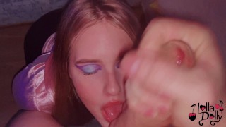 Passionate slut swallows cock and gets cum on her face