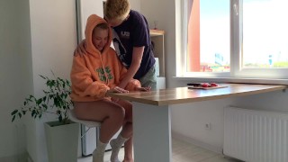 Alternative couple having hot sex in the kitchen