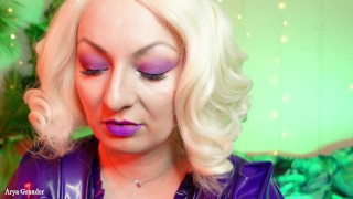 ASMR purple lipstick process video - slowly close up of make up - sexy lips with steel braces