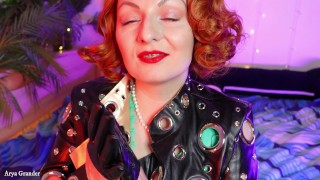 sexy short leather gloves - hot MILF teasing ASMR video with close up - glove fetish