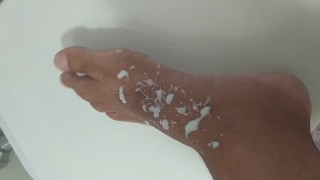 Male feet cum
