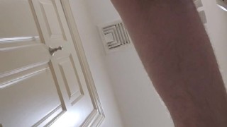 Taking a dildo deep in the bathroom 