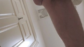 Taking a dildo deep in the bathroom 