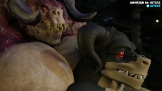 Two Deathclaws Growing and Fucking Animation