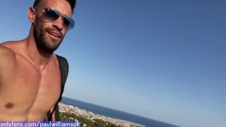 Aesthetic man does naked hiking and gets caught