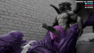 Alien Tailfucking Huge Dragon Dick Animation