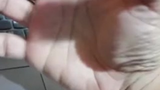 young guy shows your beauty hand