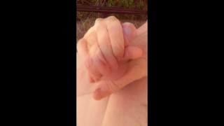 Real amateur jerk off tease in garden