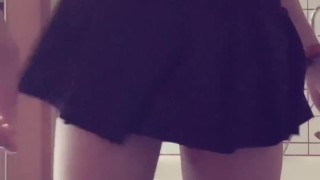 Femboy plays with dildo till cumshot 