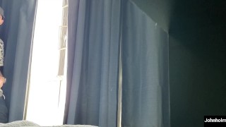 johnholmesjunior in open window solo show with huge pre cum and massive cum load neighbours watch
