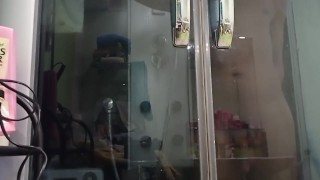 Playing with my ass in the shower stall