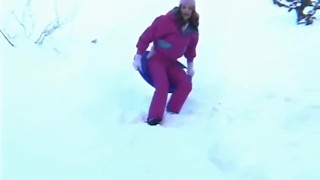 Petite teen masturbates on a cold snowy day