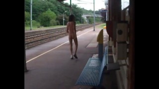 naked handjob ride in the street and at the station