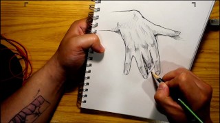 Masturbating girl, finger in a pussy drawing
