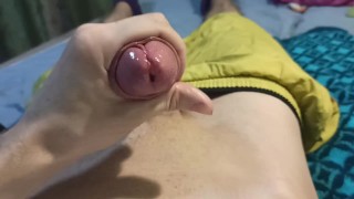 The guy jerks off and ends up juicy