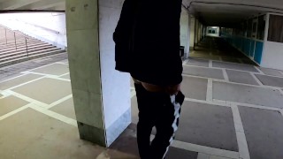guy masturbates in the underpass