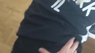 Caught by the plumber! Real risky sucking and fucking with strangers in the house