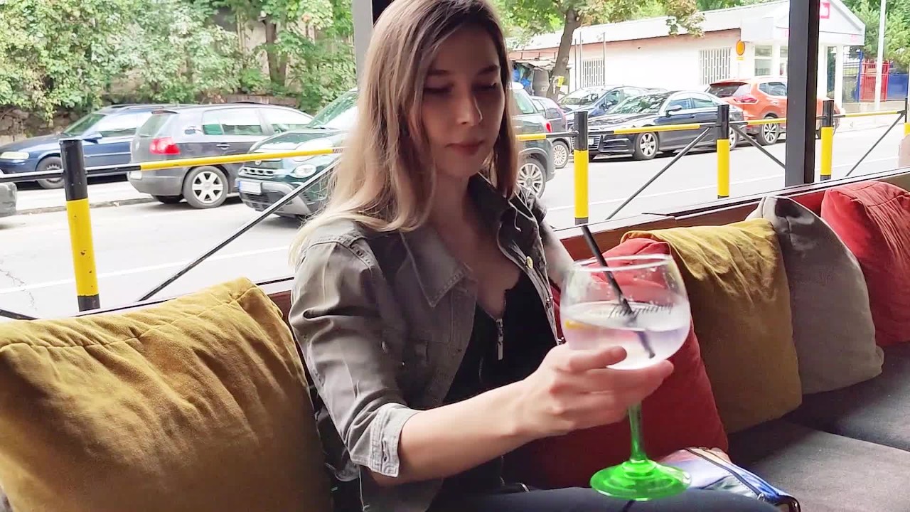 Remote control orgasm of my stepsister in Bar