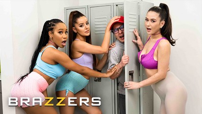 Brazzers - 性感女孩 Jenna Foxx、Vanna Bardot 和 Jasmine Wilde 锻炼了健身房的每个洞