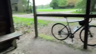 Showing my uncut and very hard cock in public during a bike ride (then ruined - see other video)
