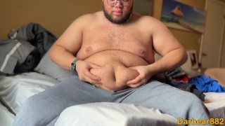 Big boy showing off his big belly and man titties to you