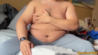 Big boy showing off his big belly and man titties to you