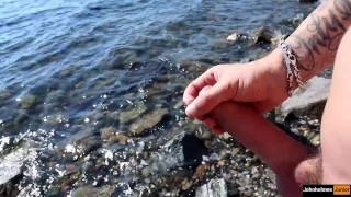 johnholmesjunior shooting massive cum load while on the white rock nude beach in front strangers