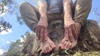 MY WIDE FEET - GOT YOU STUMPED - HARD WOOD ON MY SOFT MEATY SOLES