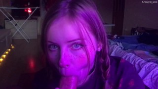 Younger stepsister sucks big cock and gets cum on face
