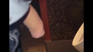 johnholmesjunior whipping out huge soft cock in public open urinal in vancouver mens bathroom