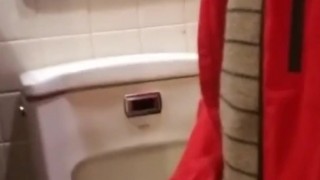 SLOW MOTION johnholmesjunior shooting massive cumload in busy mens bathroom in slow motion