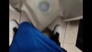 SLOW MOTION johnholmesjunior shooting cumload in mens bathroom in slow motion.