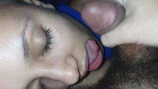 blowjob and handjob onmy bitch face he couldn't resist andgave mesperm onmy tongue i swallowed it al