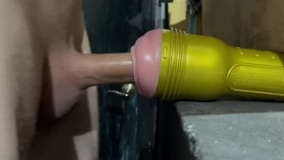 Big cock bangs toy in garage