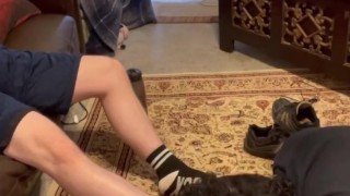 Interracial Foot Worship (2 White Doms 1 Latino Sub)