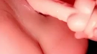 Young milf creaming on her dildo