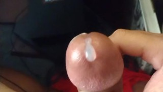 Running my cum all over my cock after I cumming 