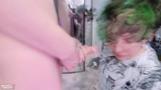 Young Green Haired Femboy Slut Gets Face Fucked By Huge Twink Cock
