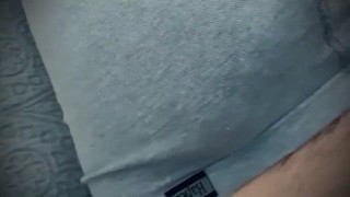 Sexy Soft Skin Guy Strokes Perfect Cock in Grey Briefs