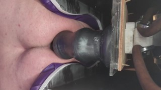 fucking my ass with a huge dildo on my funky rocker sex chair. i plan to make another better one