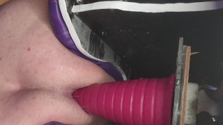 fucking my ass with a cone shaped toy on my sex chair, funky rocker