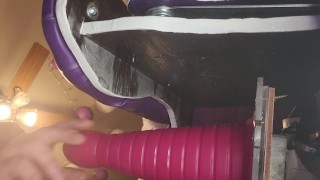 fucking my ass with a cone shaped toy on my sex chair, funky rocker