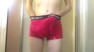 Young Twink Pissing in His Tight Pink Boxer Briefs