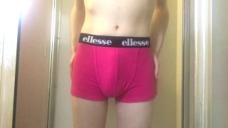 Young Twink Pissing in His Tight Pink Boxer Briefs