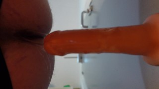 Twink rides and fucks self with dildo