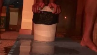 Pissing a lot while riding dildo 9 inch