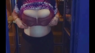 Bar public flashing big natural tits