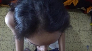 POV BIG TITS sloppy blowjob and huge facial for starting day